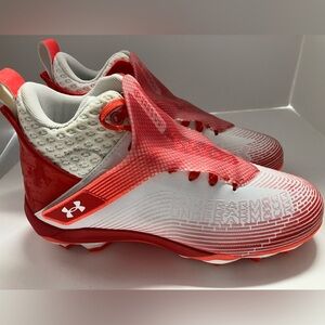 Under Armour Men’s Highlight Hammer MC Football Cleats, Size 8, Red/White